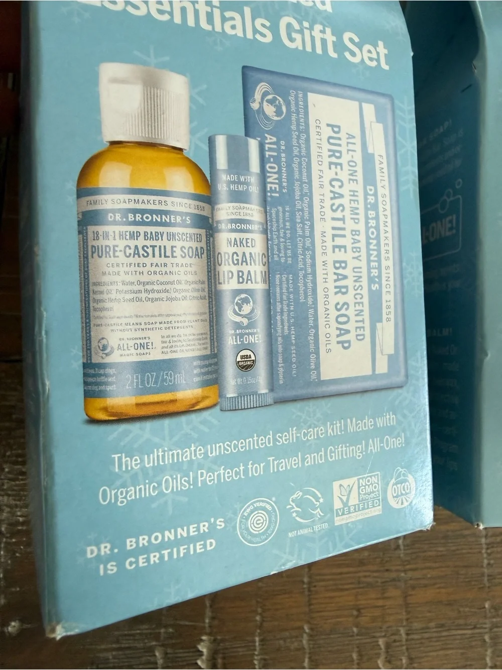 2 x Essentials Gift Set Dr. Bronner’s Bar + Liquid Soap + Lip Balm  - Unscented